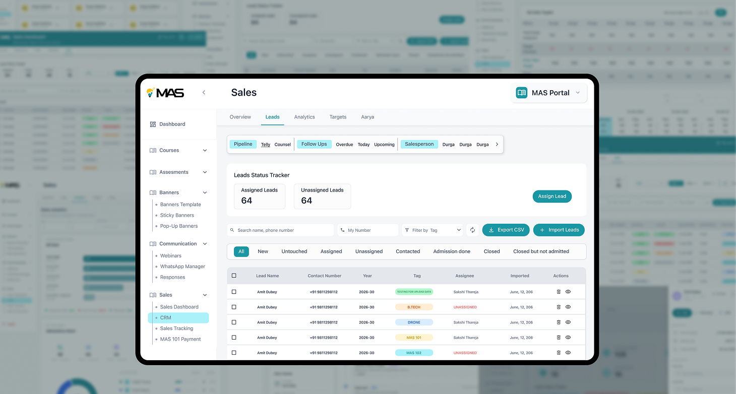 MAS Admission Sales Dashboard Case Study